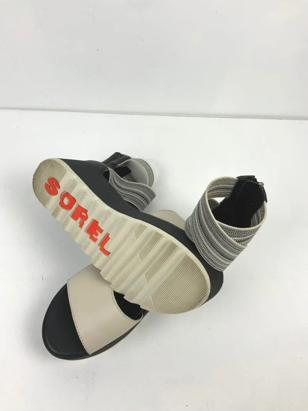 SOREL Dayspring Ankle Strap Platform Sandals Cream/Black Sz 8.5 - Picture 14 of 16